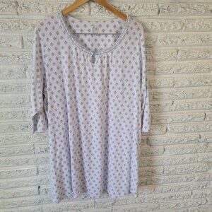 Aria Womens Pajama Top 3X Plus 3/4 Sleeve Blue Pink Floral Lightweight FLO143E